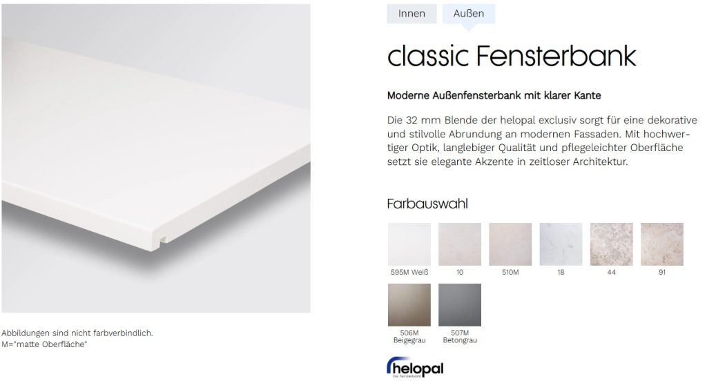 Helopal Fensterbank Marmor Farben